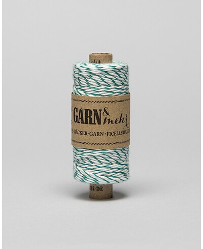 Cordão de Algodão Natural Verde Esmeralda e Branco Baker Twine