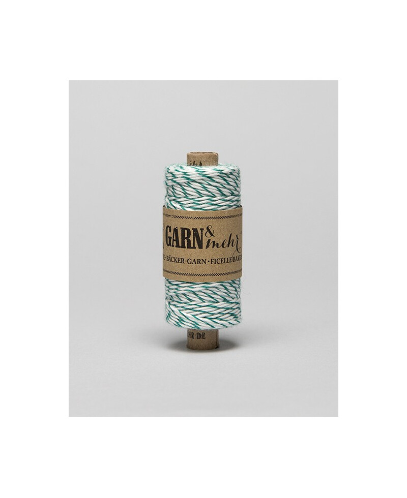 Cordão de Algodão Natural Verde Esmeralda e Branco Baker Twine