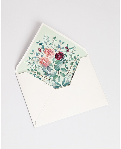Sobres con Forro Eucalipto y Rosas | Marmarina
