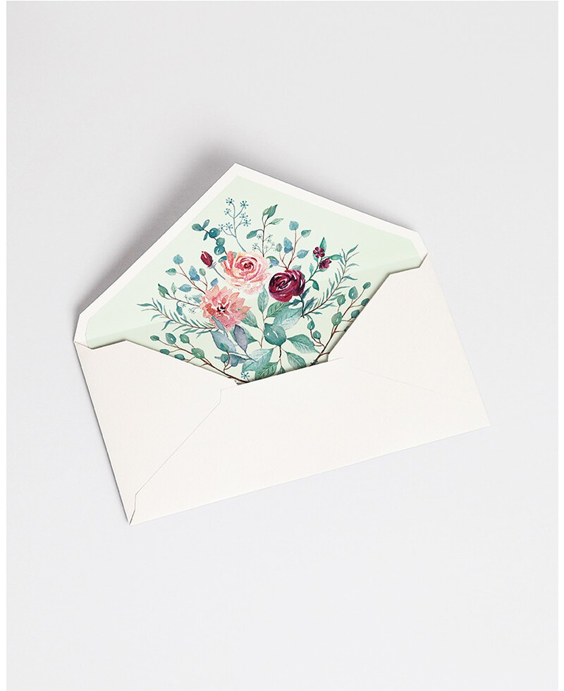Sobres con Forro Eucalipto y Rosas | Marmarina