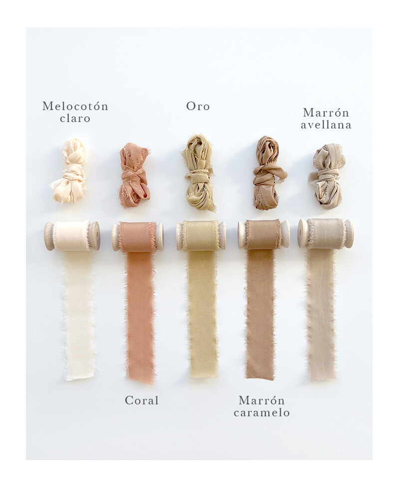 Cintas de seda natural gama de colores marrones