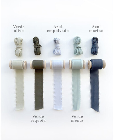 Cintas de seda natural colores azules