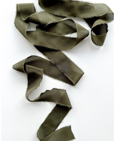 Dark green silk ribbon