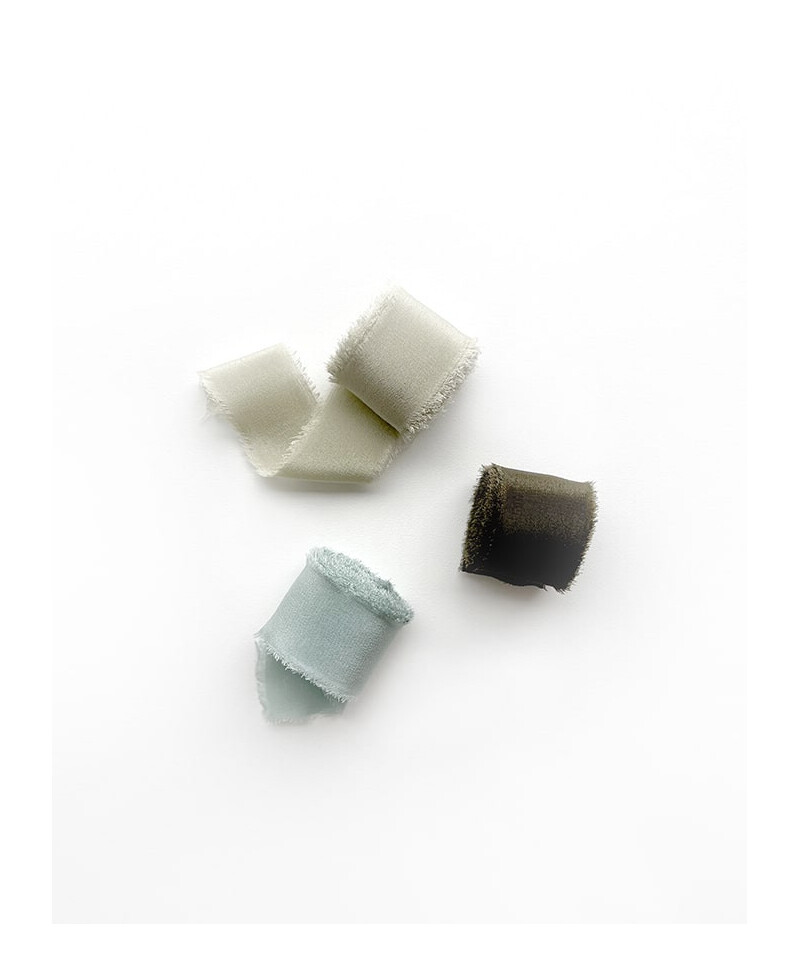 Green colored natural silk ribbons