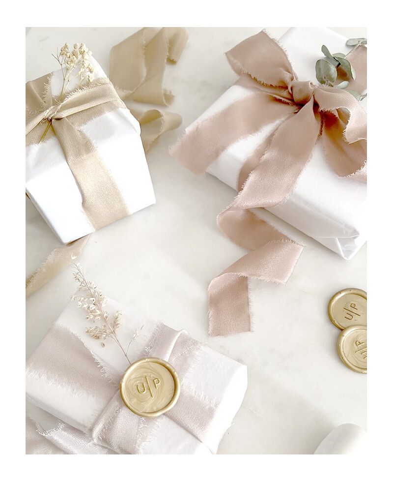 Natural silk ribbons for gift wrapping