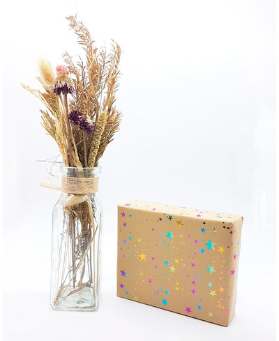 Papel de embrulho metálico de estrelas iridescentes