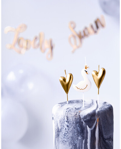 Vela para tarta con cisnes y corazones