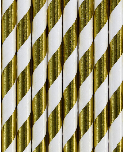 Canudos de papel listrado dourado