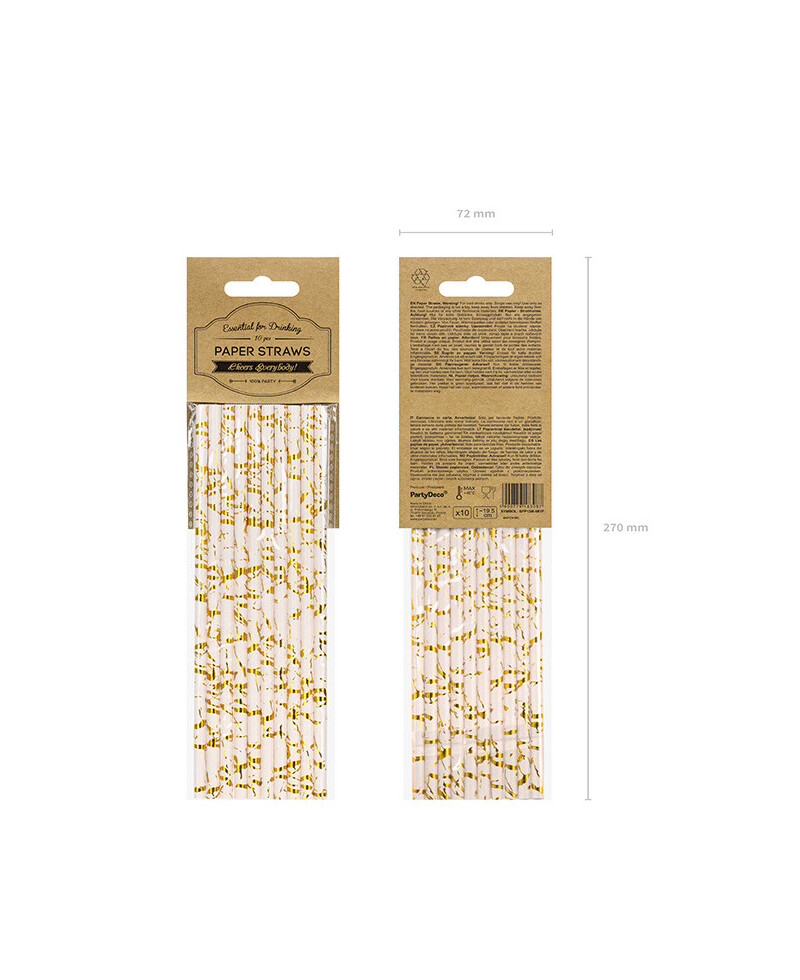 Pajitas de papel doradas y rosa