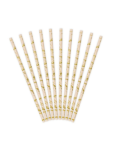 Pajitas de papel color oro y rosa