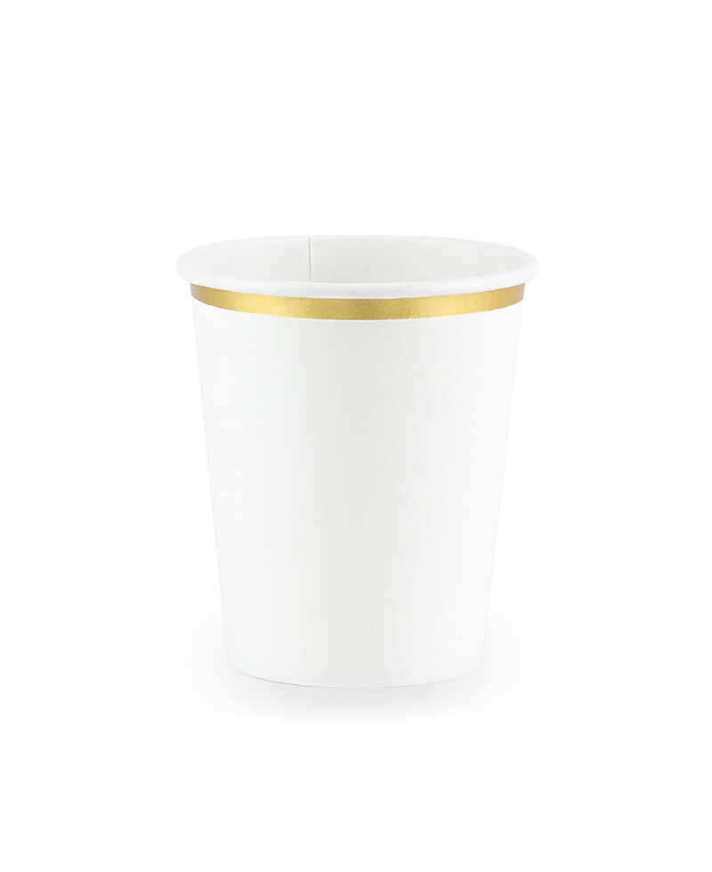 Vaso de papel con borde oro