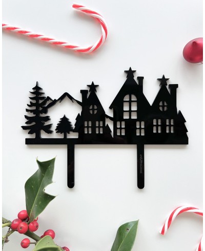 Cake topper casas de navidad