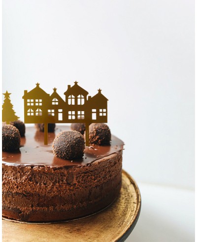 Goldener Dorf-Design-Tortenaufleger