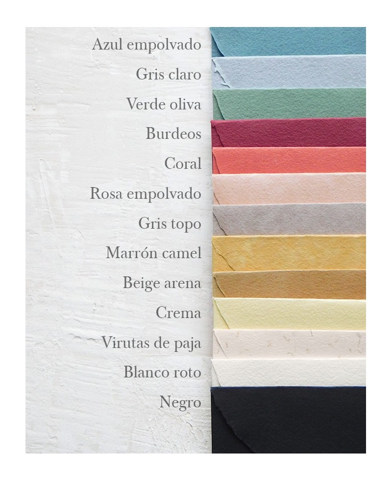 Carta de color sobres artesanales