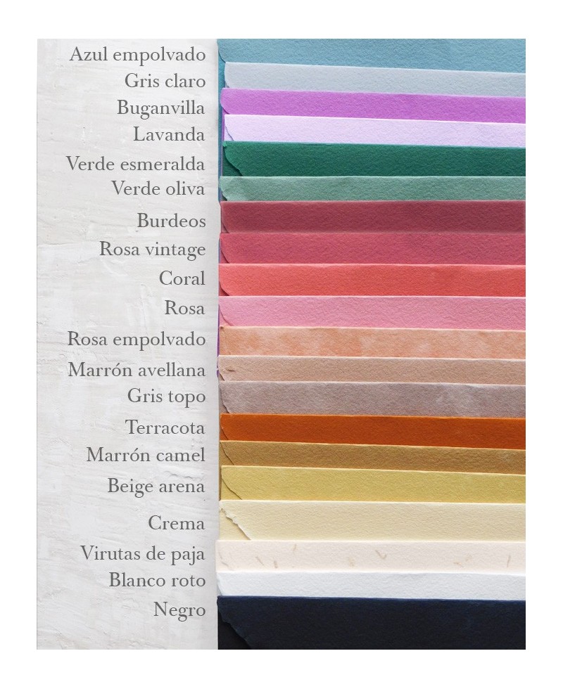 Carta de color sobres artesanales