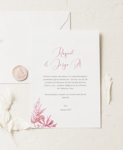 Faire-part de mariage récif corallien