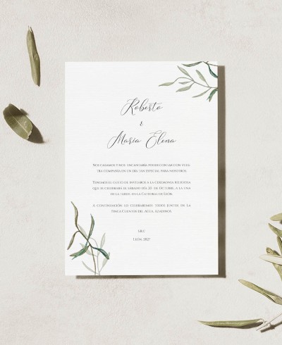 Faire-part de noces d’olivier botanique