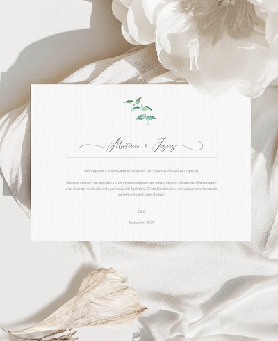 Faire-part de mariage lierre et bruyère