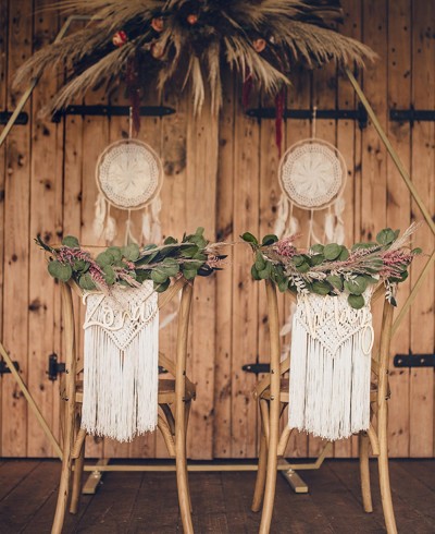 Decoration wedding chairs macramé banner