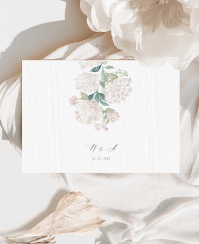 Invitación para bodas hortensias rosas