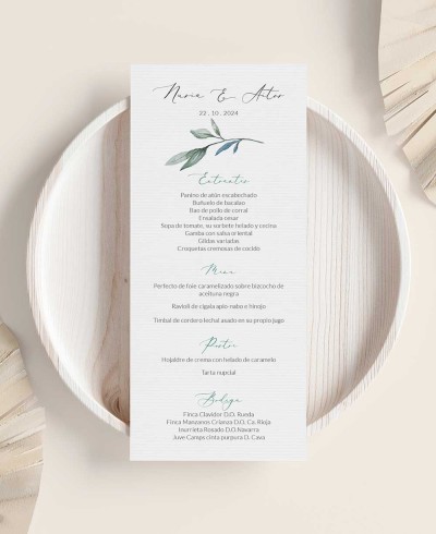 Minuti per matrimoni con ramo d'ulivo