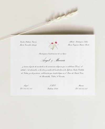 Classic summer wedding invitation horizontal card