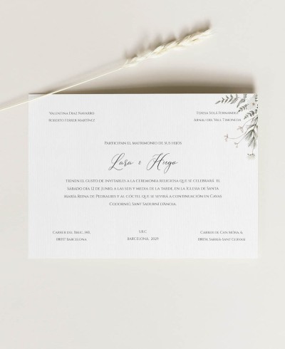 Winter wedding invitation classic horizontal card