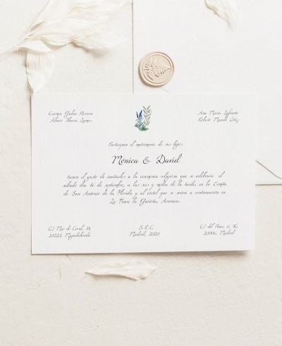 Wild hyacinths wedding invitation horizontal card
