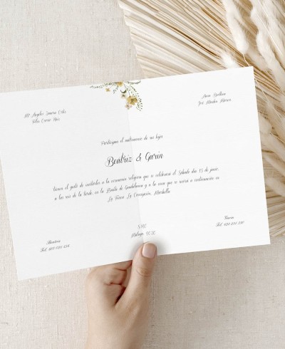 Classic spring diptych wedding invitation