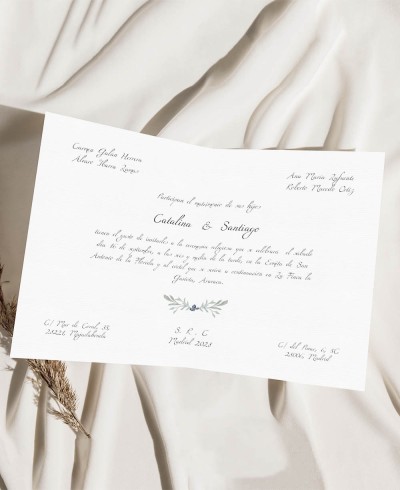 Classic wedding invitation diptych wild hyacinths