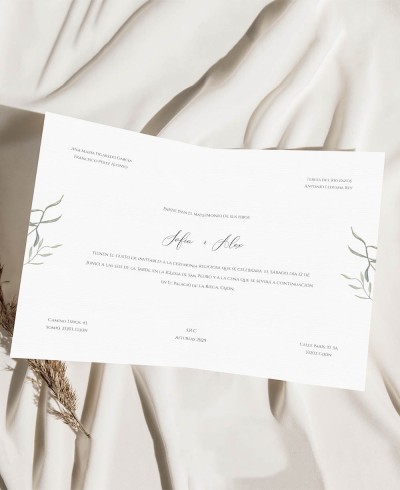 Faire-part de mariage classique diptyque olive