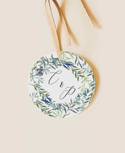 Etiqueta circular para casamentos de jacinto selvagem